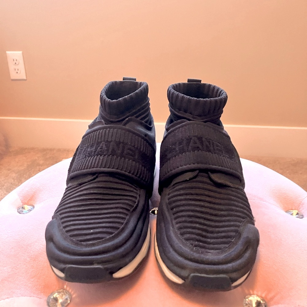 CHANEL Neoprene High-top Sneakers